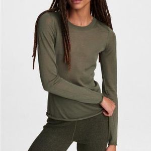 Rag & Bone Ola Viscose Crew Slim Fit Sweater in Dark Olive Oil